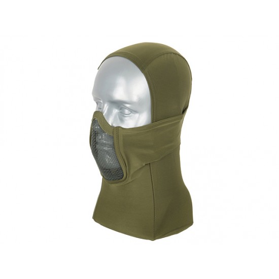 Thermoactive balaclava with steel mask - olive